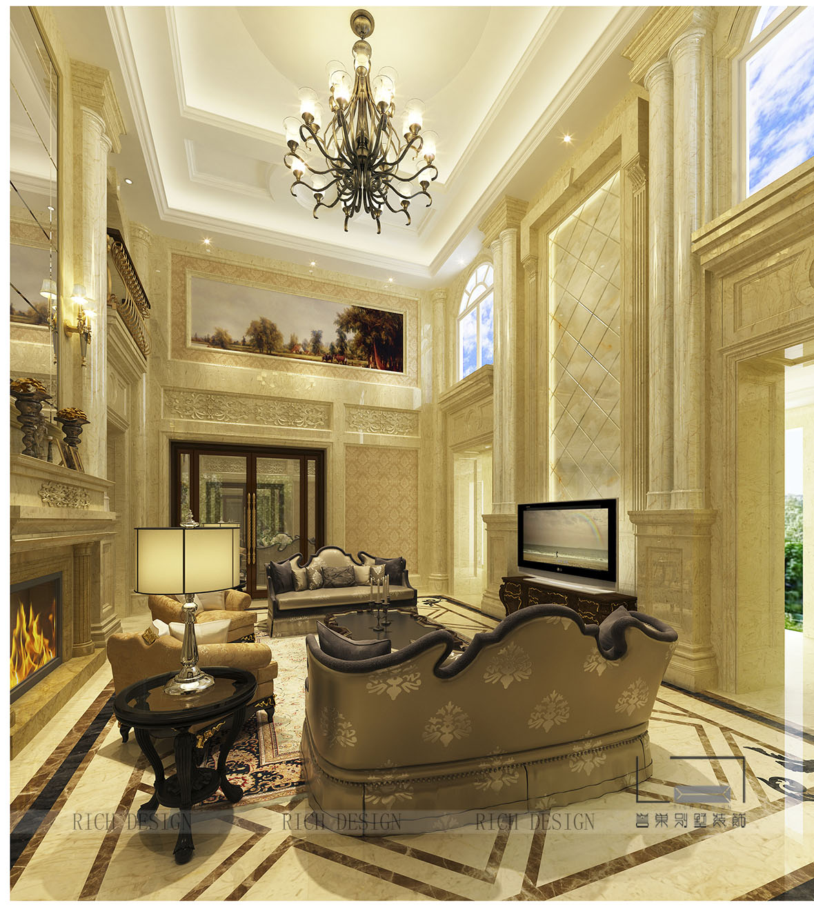 中鐵逸都國際歐式客廳角度二裝修設(shè)計效果圖