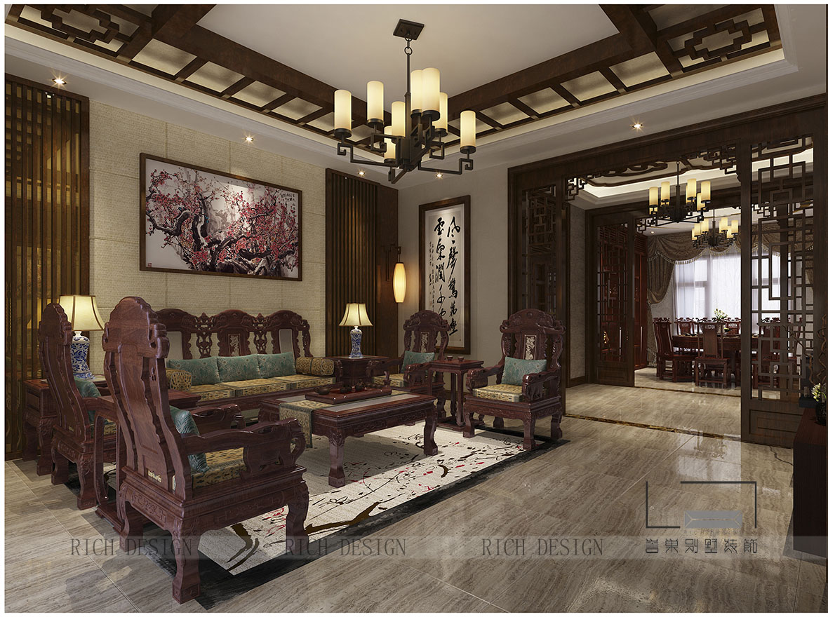 中鐵逸都國際中式偏廳裝修設(shè)計效果圖