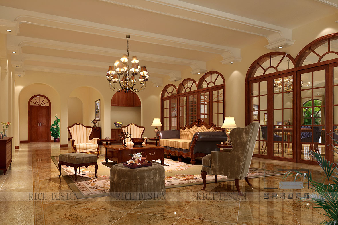 翡翠灣美式地下一層大廳裝修設(shè)計(jì)效果圖