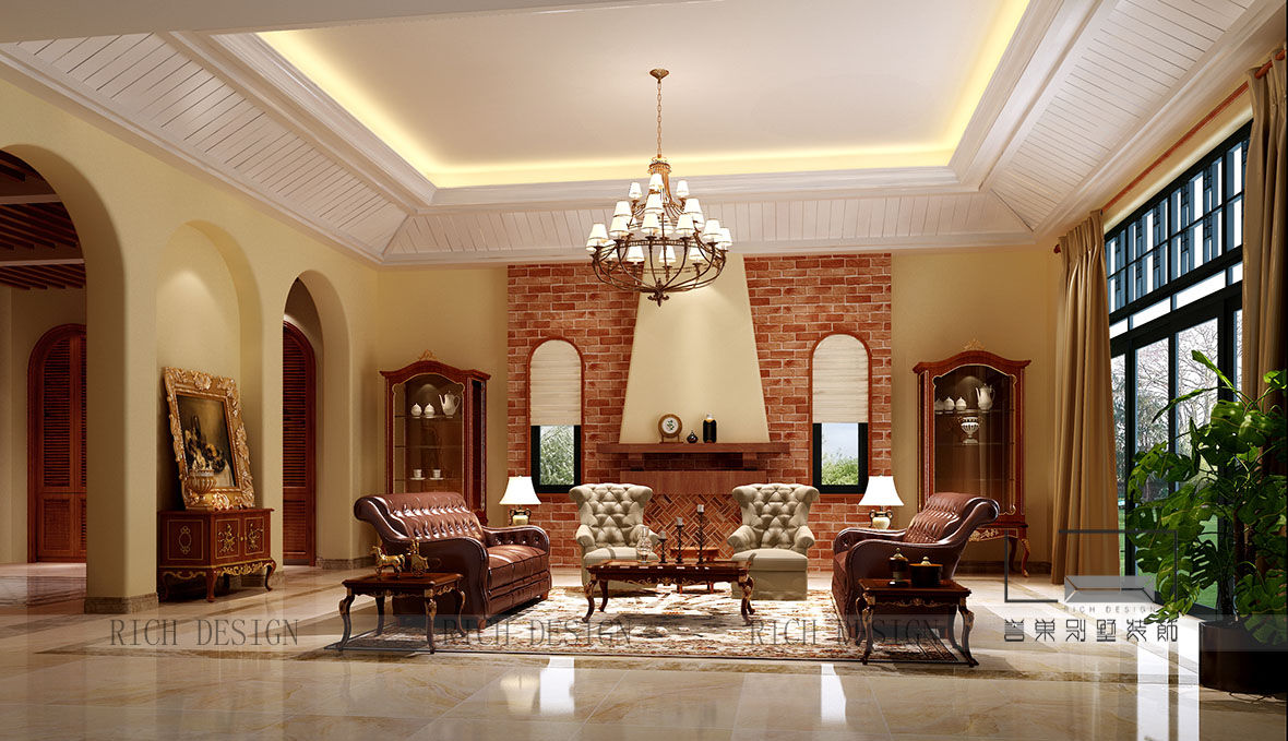 翡翠灣美式一層客廳裝修設(shè)計(jì)