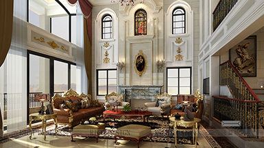 曦城別墅歐式風格1200平設(shè)計效果圖