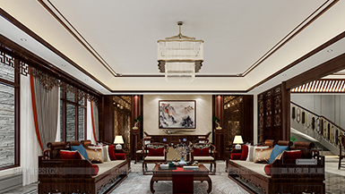 觀瀾高爾夫中式風格1800平裝修效果圖