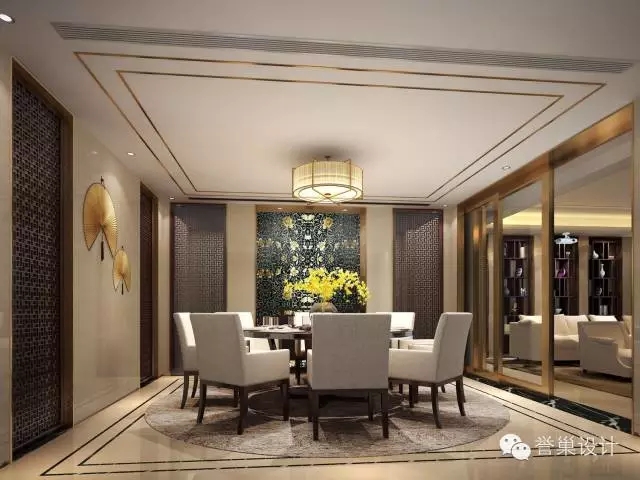 別墅中式影視廳裝飾設計效果圖