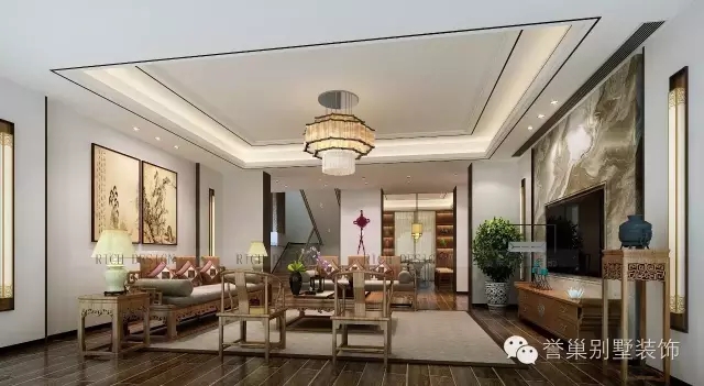 仁山智水中式客廳裝修方案效果圖