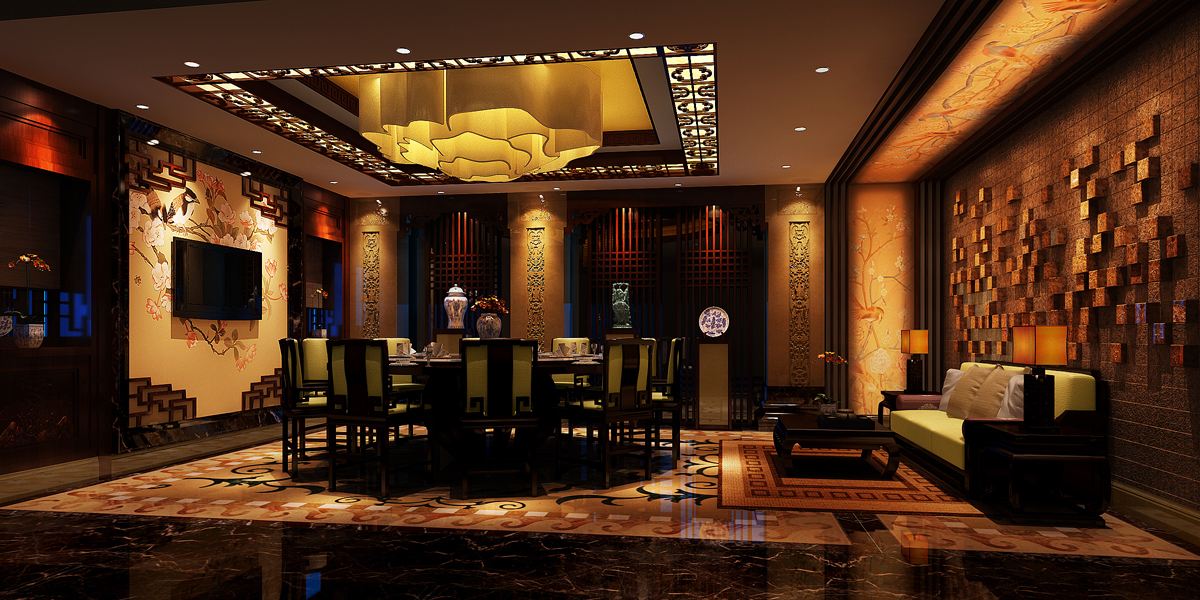 新中式餐廳裝修效果圖