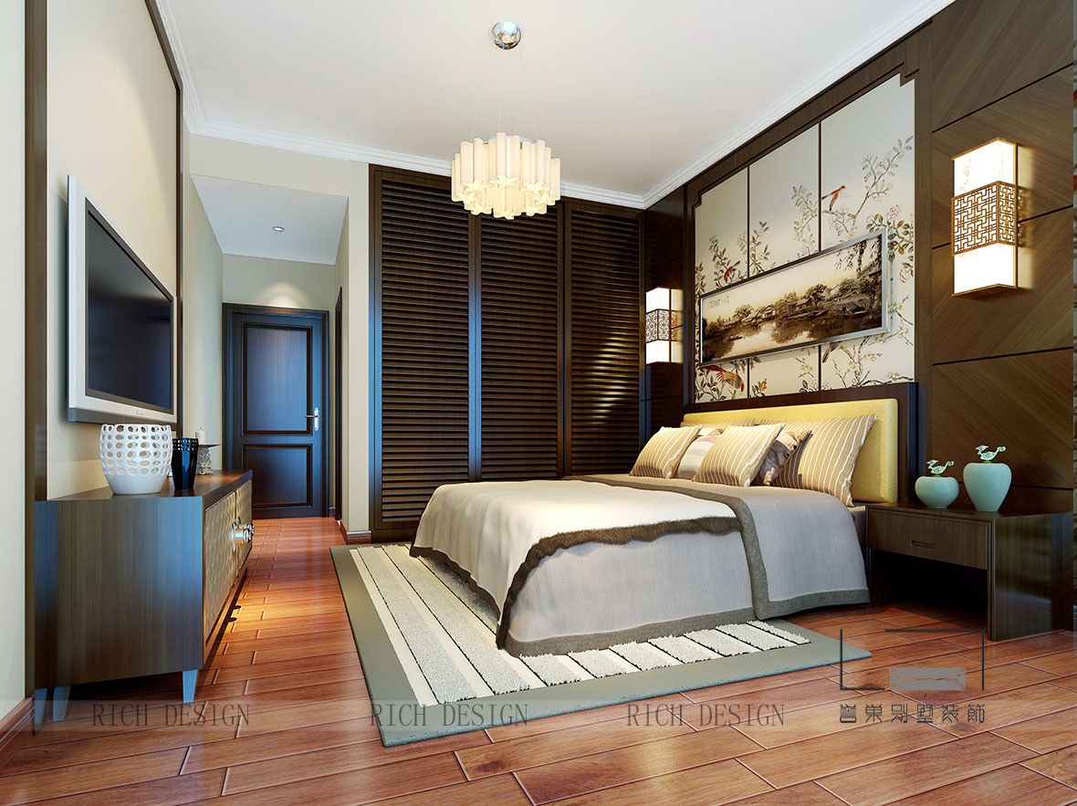 中糧錦云新中式臥室裝飾欣賞圖