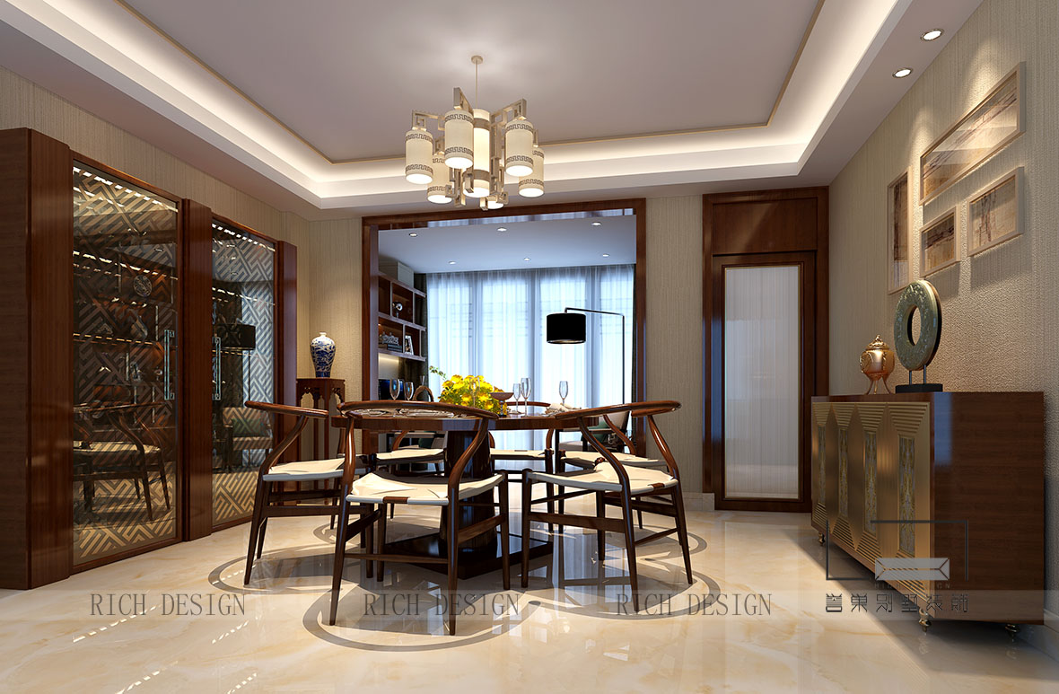 蘭江山第別墅中式餐廳吊燈設(shè)計(jì)效果圖