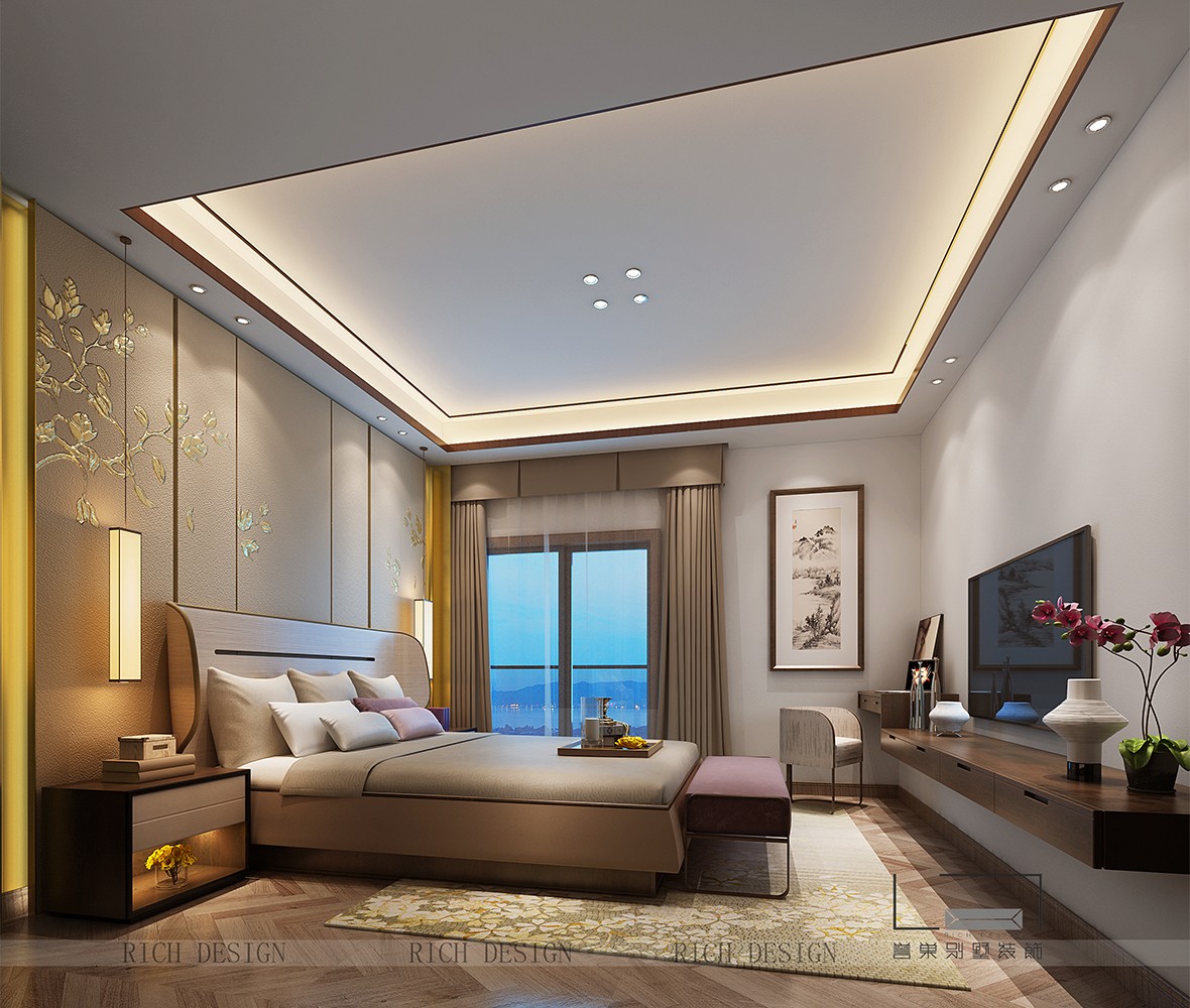 港鐵天頌A2棟3單元中式主臥裝修欣賞圖