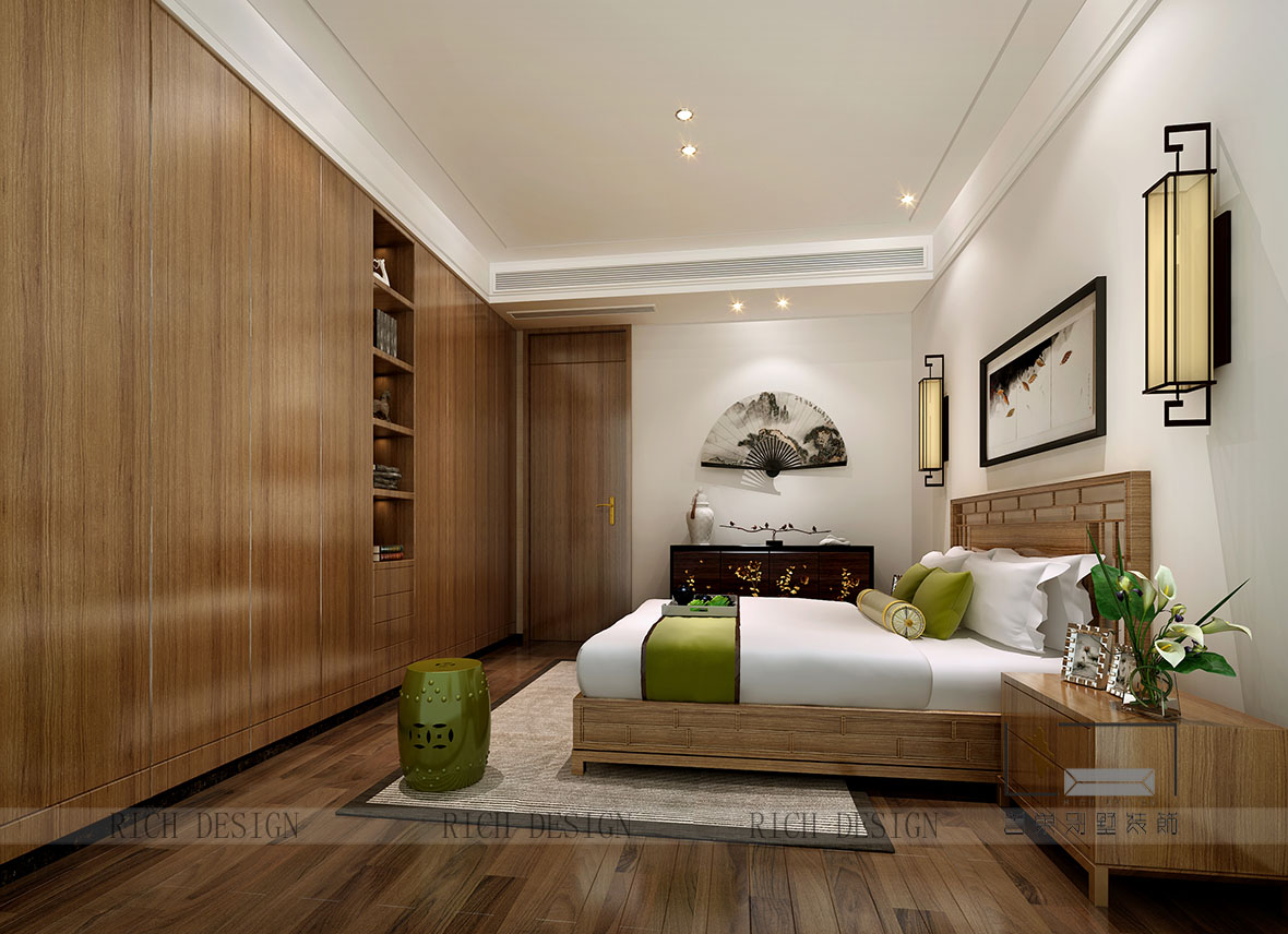 仁山智水別墅新中式臥室裝修效果圖