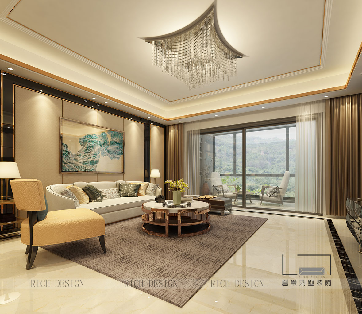 別墅客廳角度二裝飾效果圖