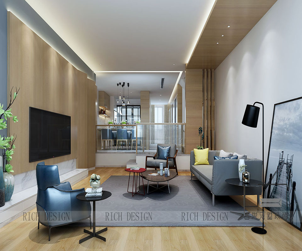 深圳別墅簡約客廳1裝修設(shè)計(jì)效果圖