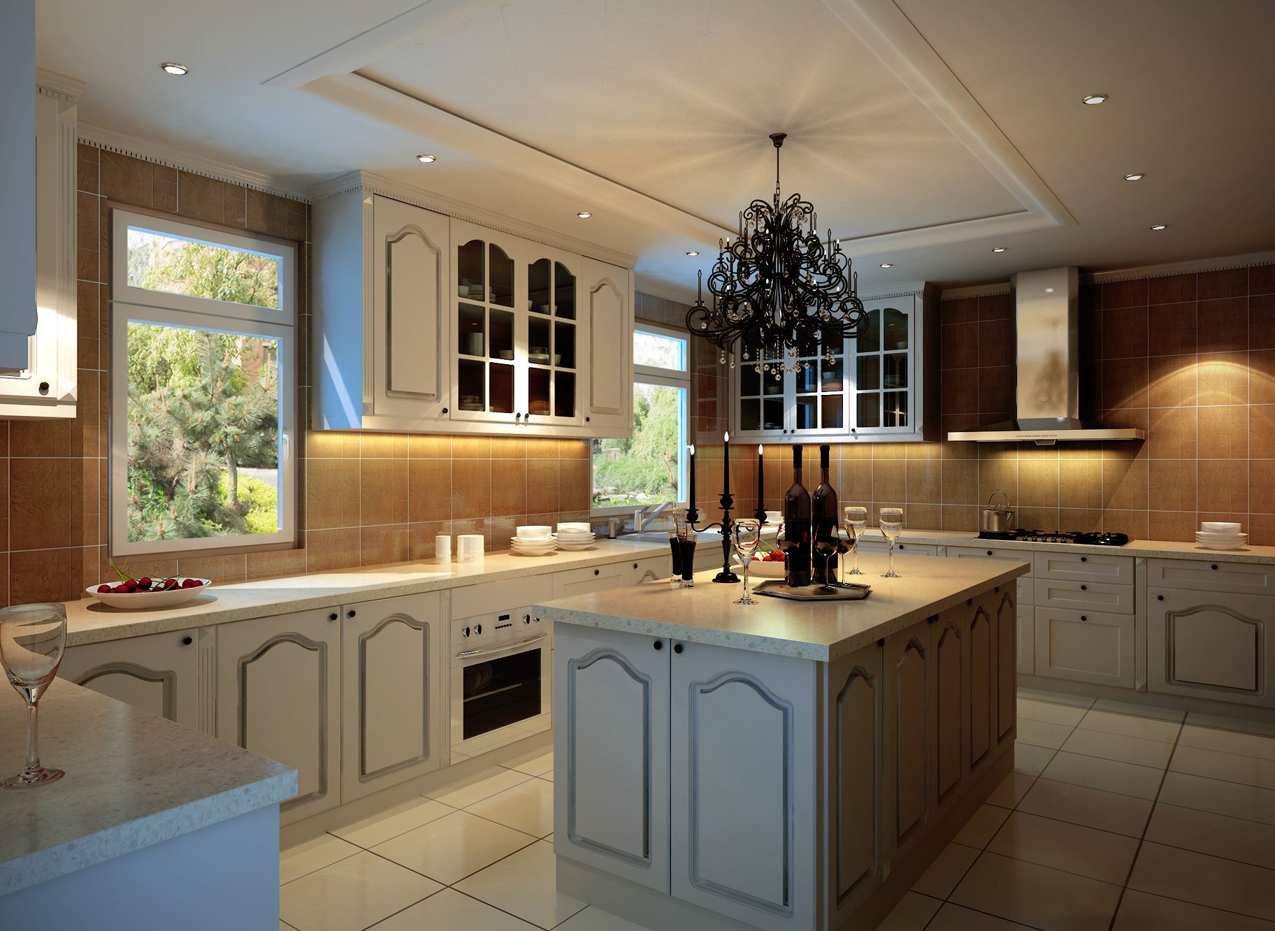 別墅廚房裝飾設(shè)計效果圖