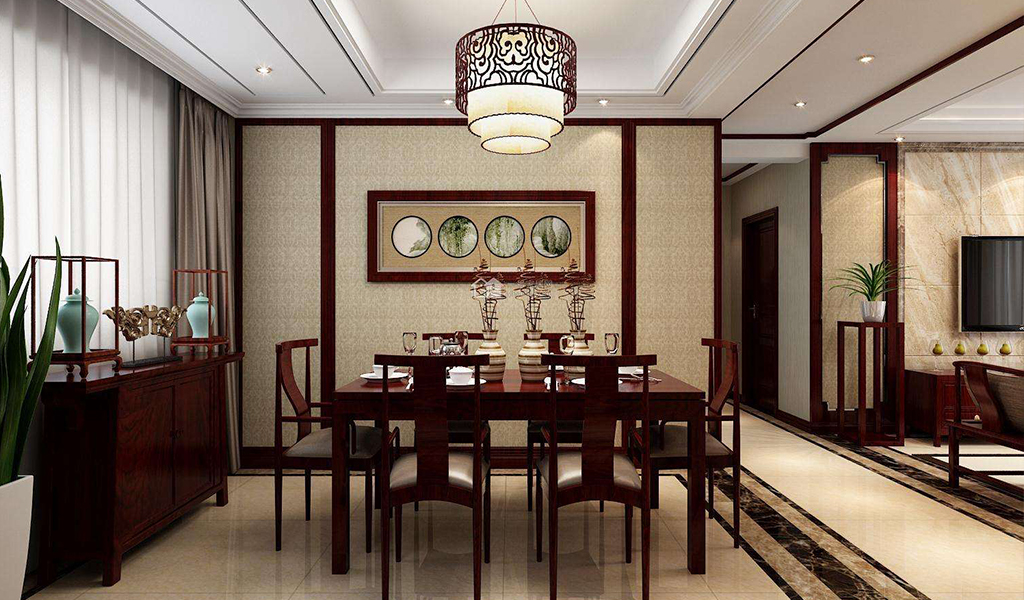 別墅中式餐廳裝飾效果圖