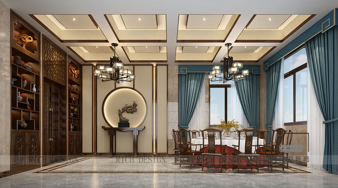 別墅中式餐廳裝飾效果圖
