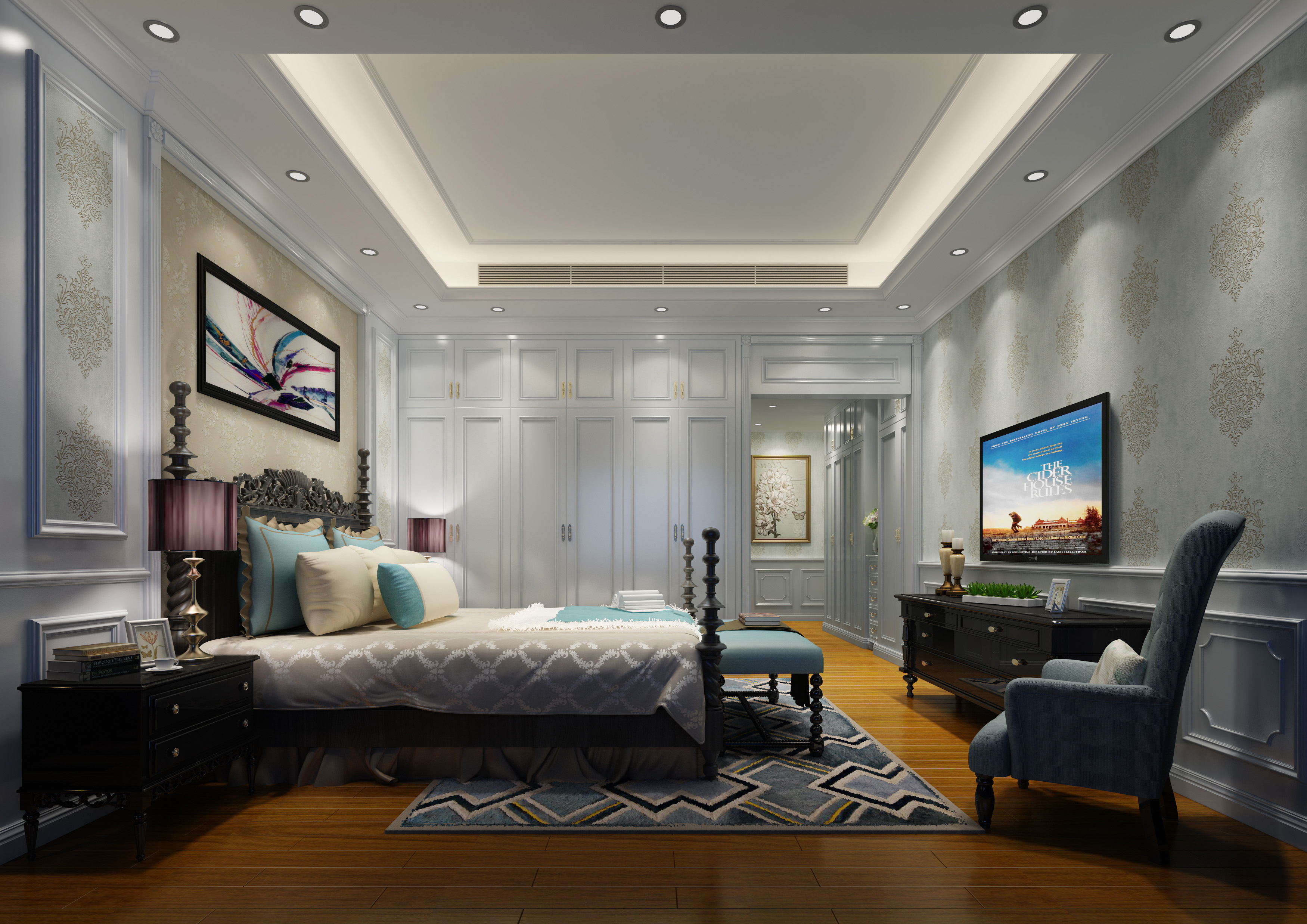 別墅現(xiàn)代主臥裝飾效果圖