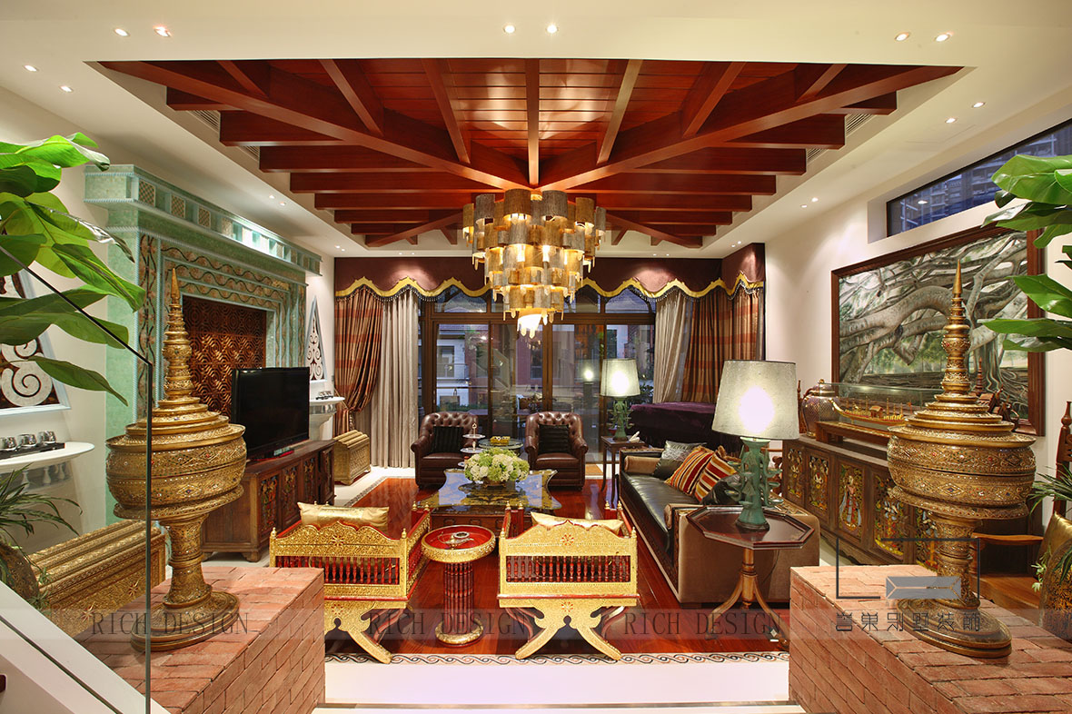 別墅東南亞客廳3裝修效果圖