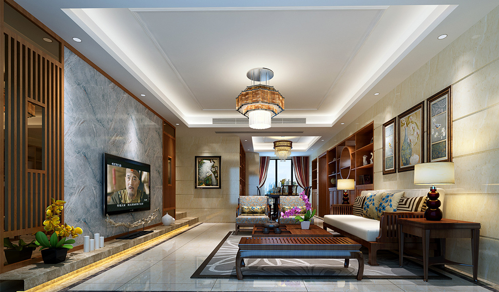 別墅中式客廳裝飾欣賞圖