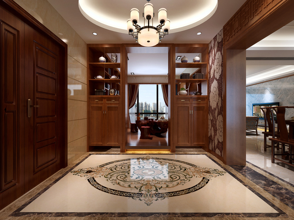 別墅中式入戶裝飾欣賞圖