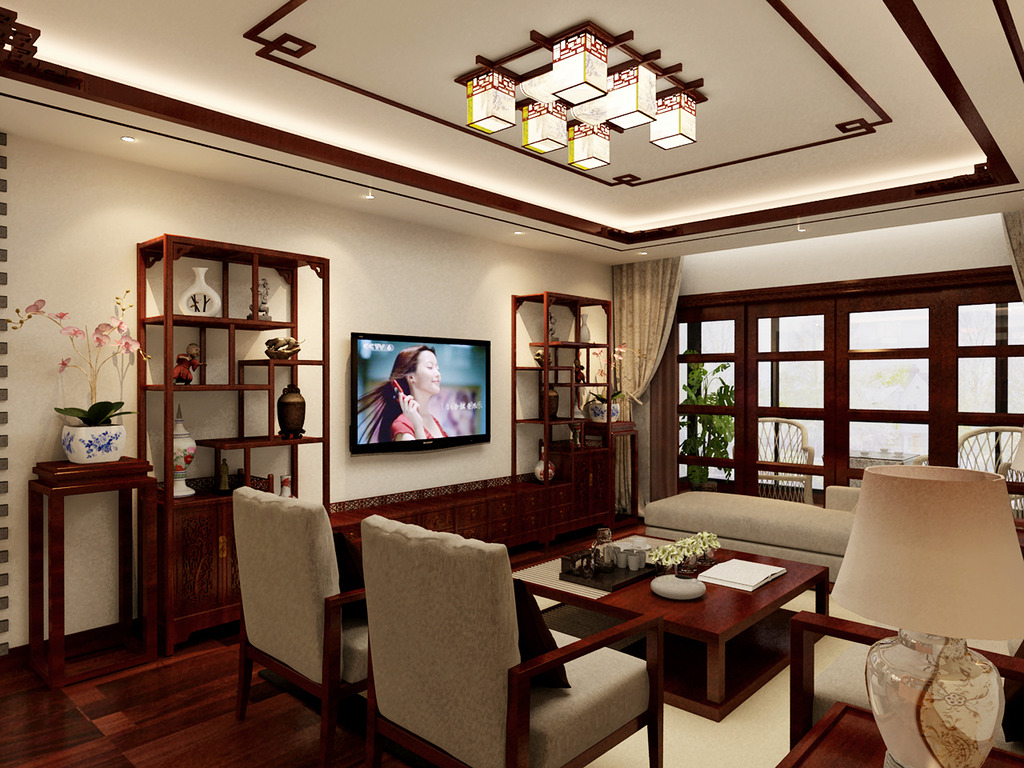  別墅中式客廳裝飾欣賞圖