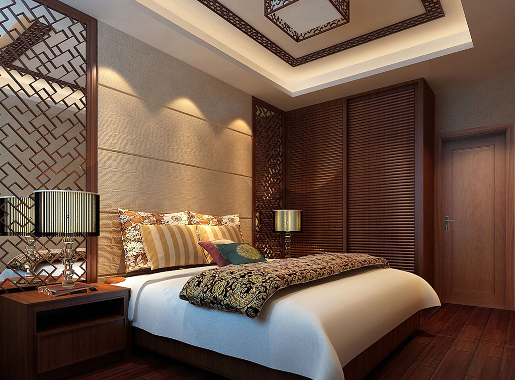 別墅中式臥室裝飾欣賞圖