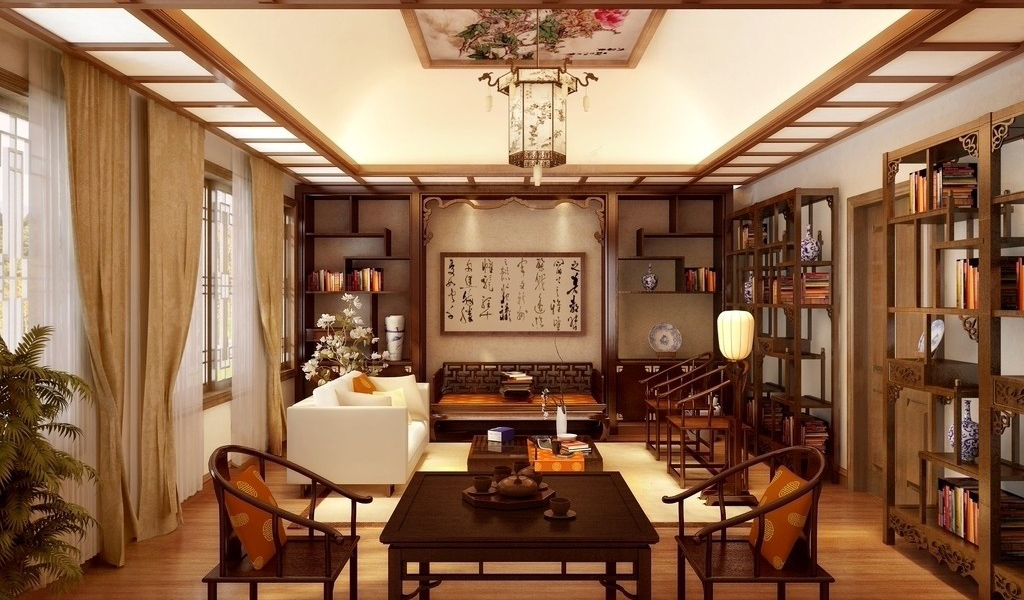 別墅中式書房裝飾效果圖