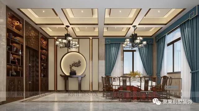 別墅中式餐廳裝修設(shè)計效果圖