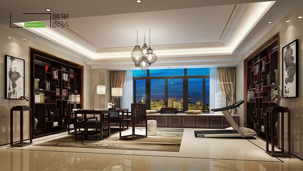 別墅中式書房裝修效果圖