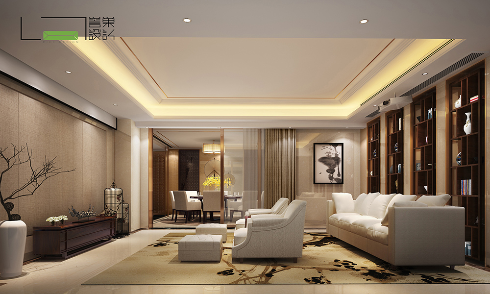 別墅中式影視廳裝修效果圖