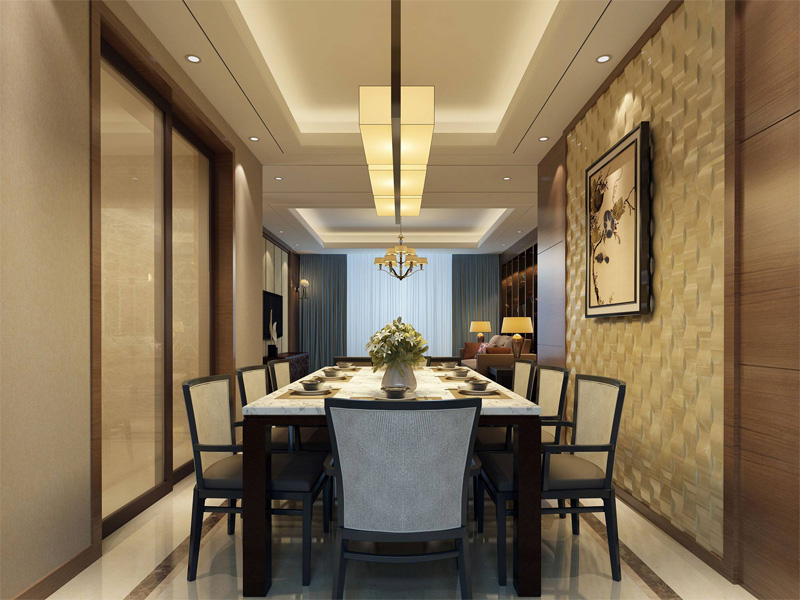 別墅中式餐廳裝修設(shè)計效果圖