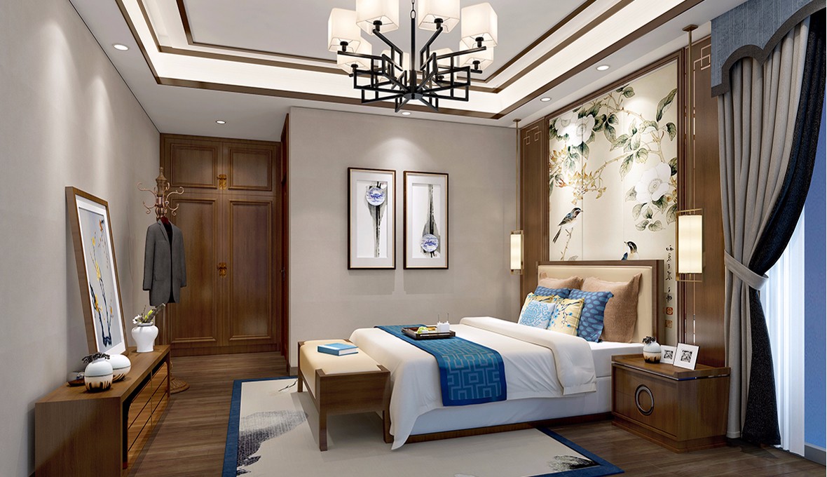 別墅中式臥室裝修設(shè)計(jì)效果圖