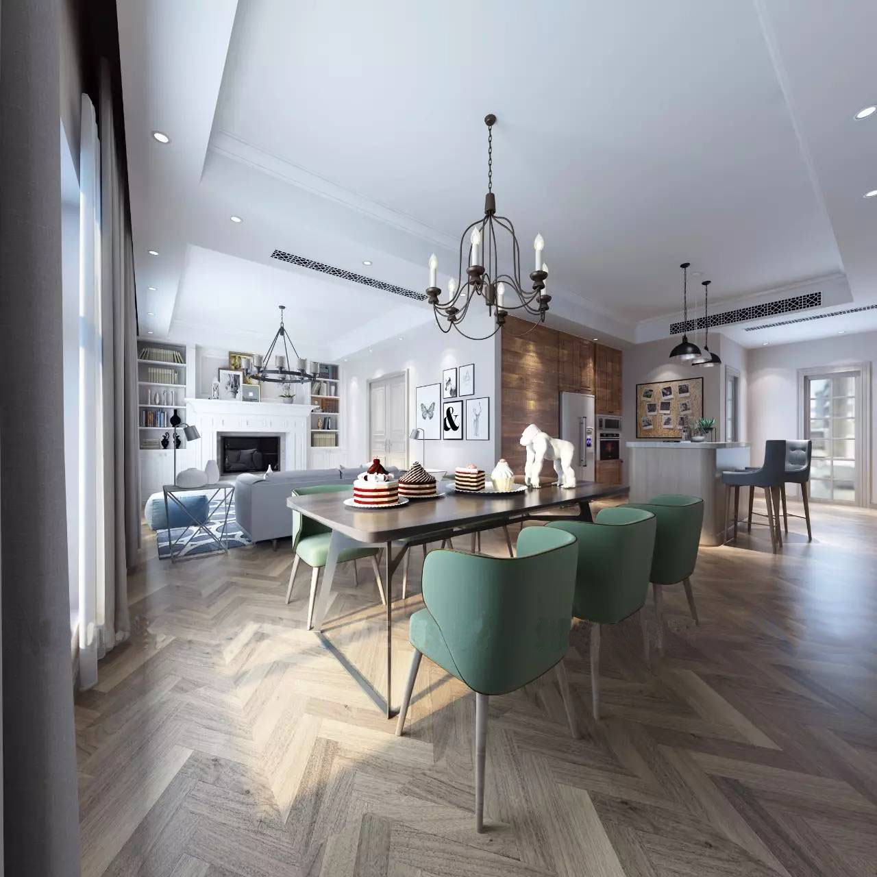 別墅裝修設(shè)計餐廳效果圖