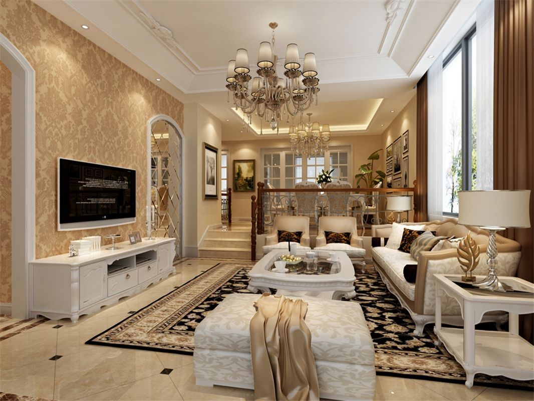 別墅歐式客廳設(shè)計效果圖