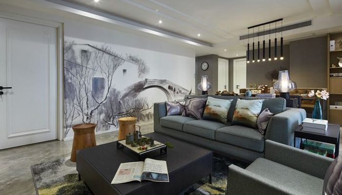 別墅中式客廳裝飾實景圖