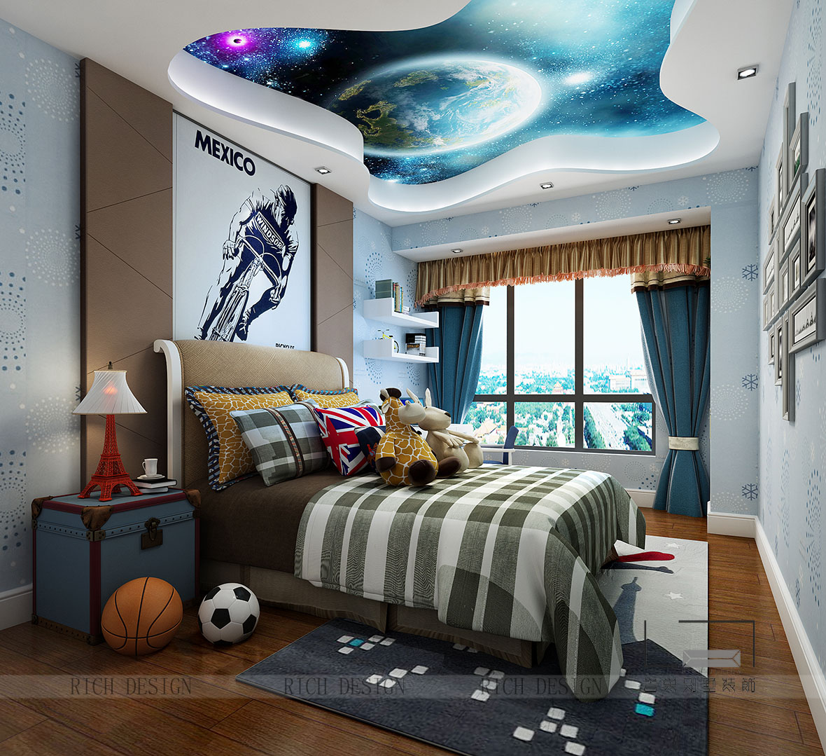 現(xiàn)代別墅男孩子房裝修效果圖