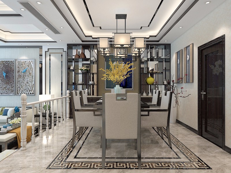 別墅中式餐廳裝飾設計效果圖