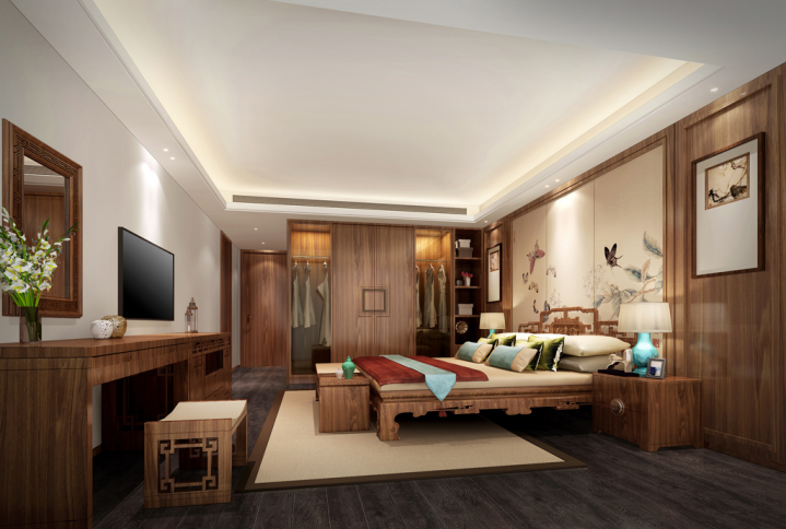 中式臥室裝飾設(shè)計效果圖