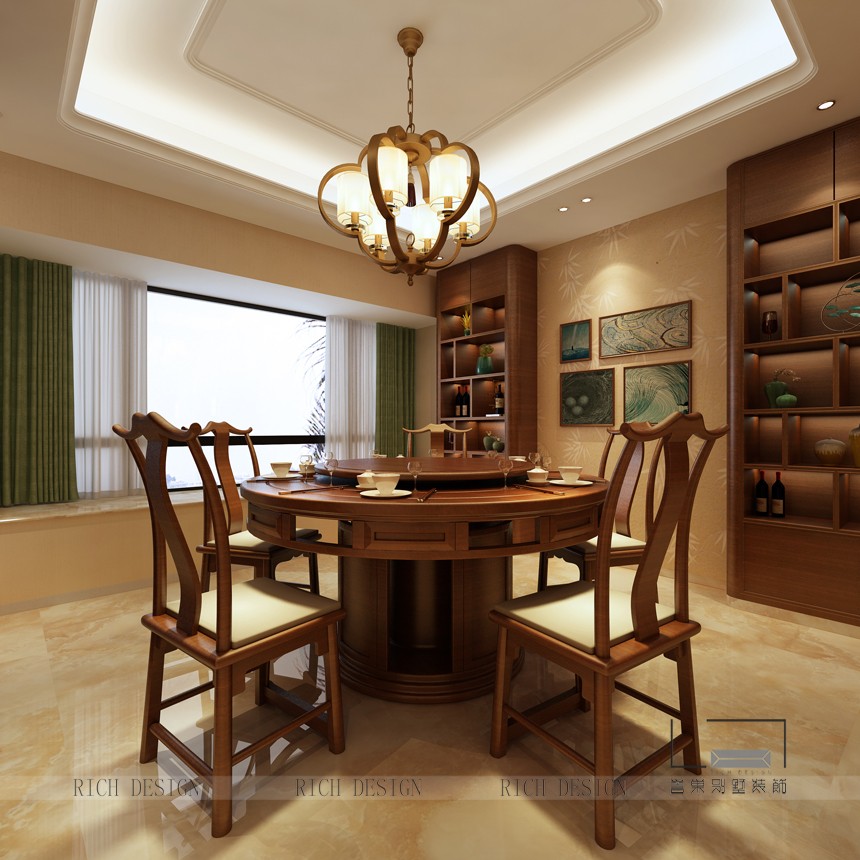 別墅中式餐廳裝修設(shè)計(jì)效果圖