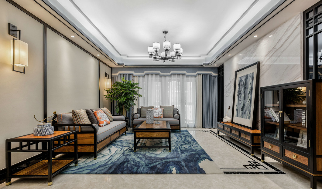 別墅中式客廳裝修效果圖