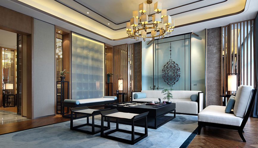 別墅中式客廳裝修設(shè)計(jì)效果圖
