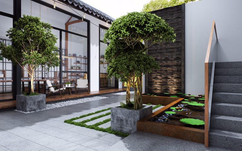 容桂-現(xiàn)代別墅庭院裝飾設計效果圖