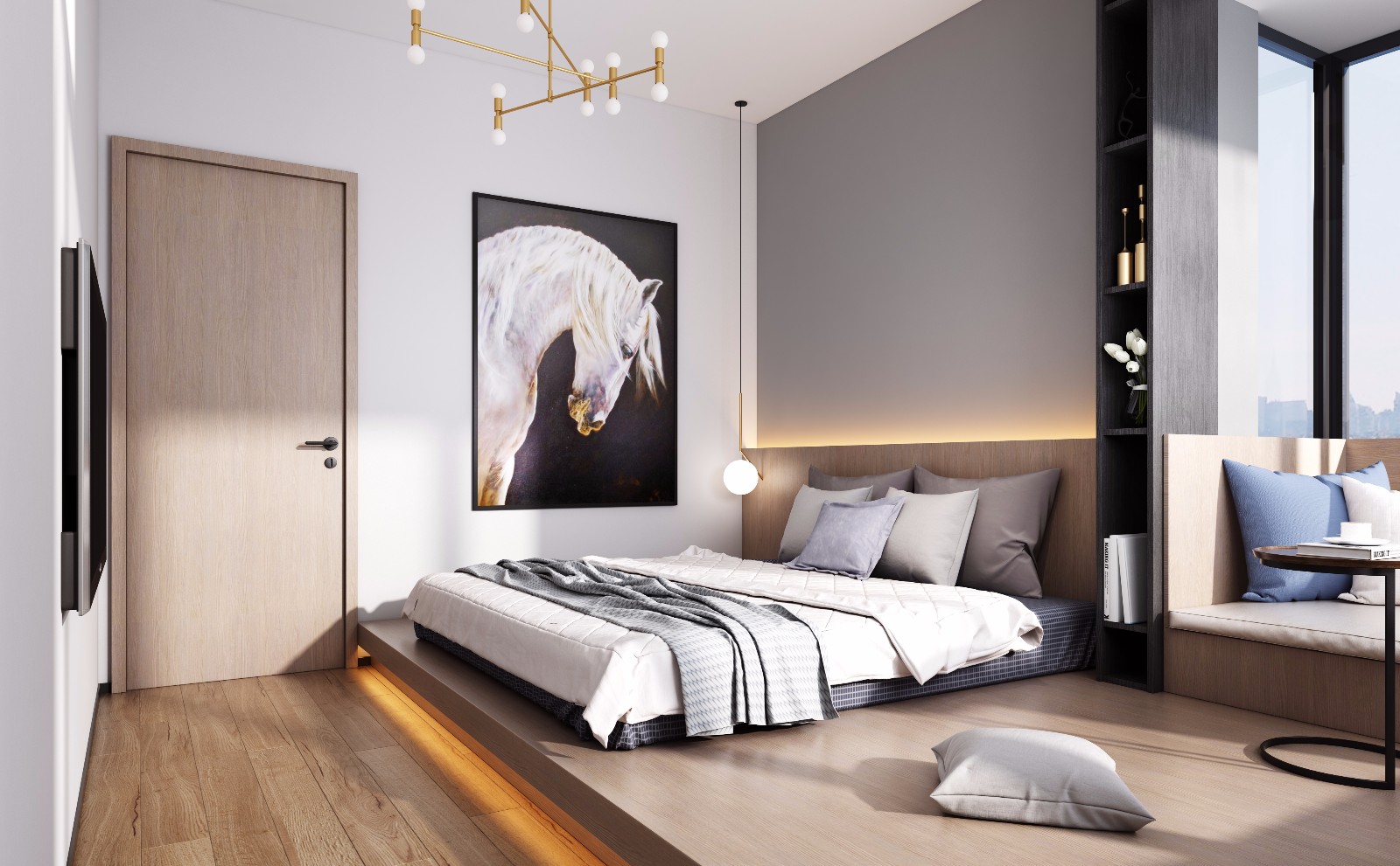 廣州合匯廣場-中式別墅臥室裝飾設計效果圖