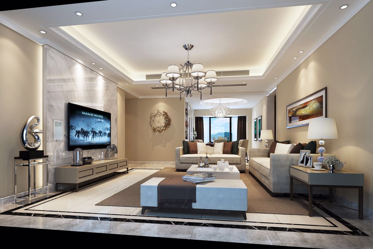 中洲中央公園別墅客廳裝飾效果圖