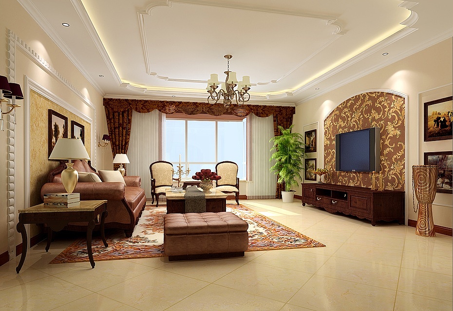 別墅古典客廳裝修設(shè)計(jì)效果圖