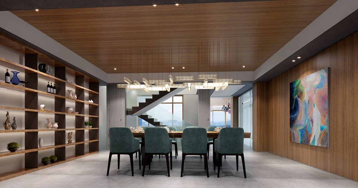 元嶼?，F(xiàn)代別墅餐廳裝修設(shè)計(jì)效果圖