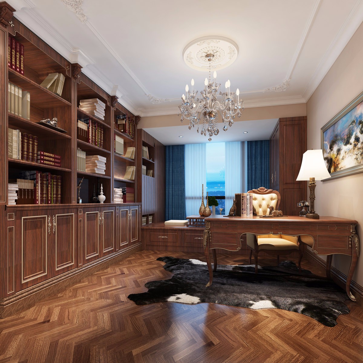 別墅古典書房裝修設(shè)計效果圖