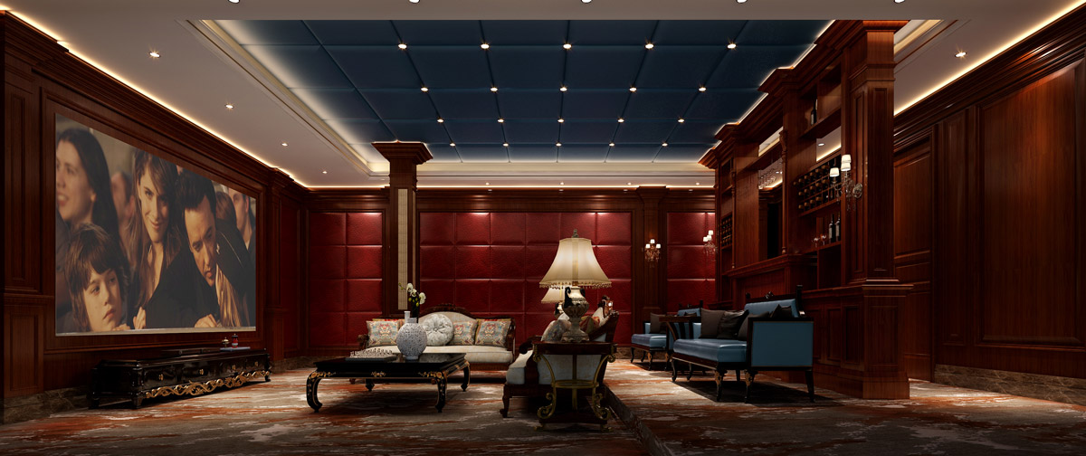 別墅歐式古典影視廳裝修設(shè)計(jì)效果圖