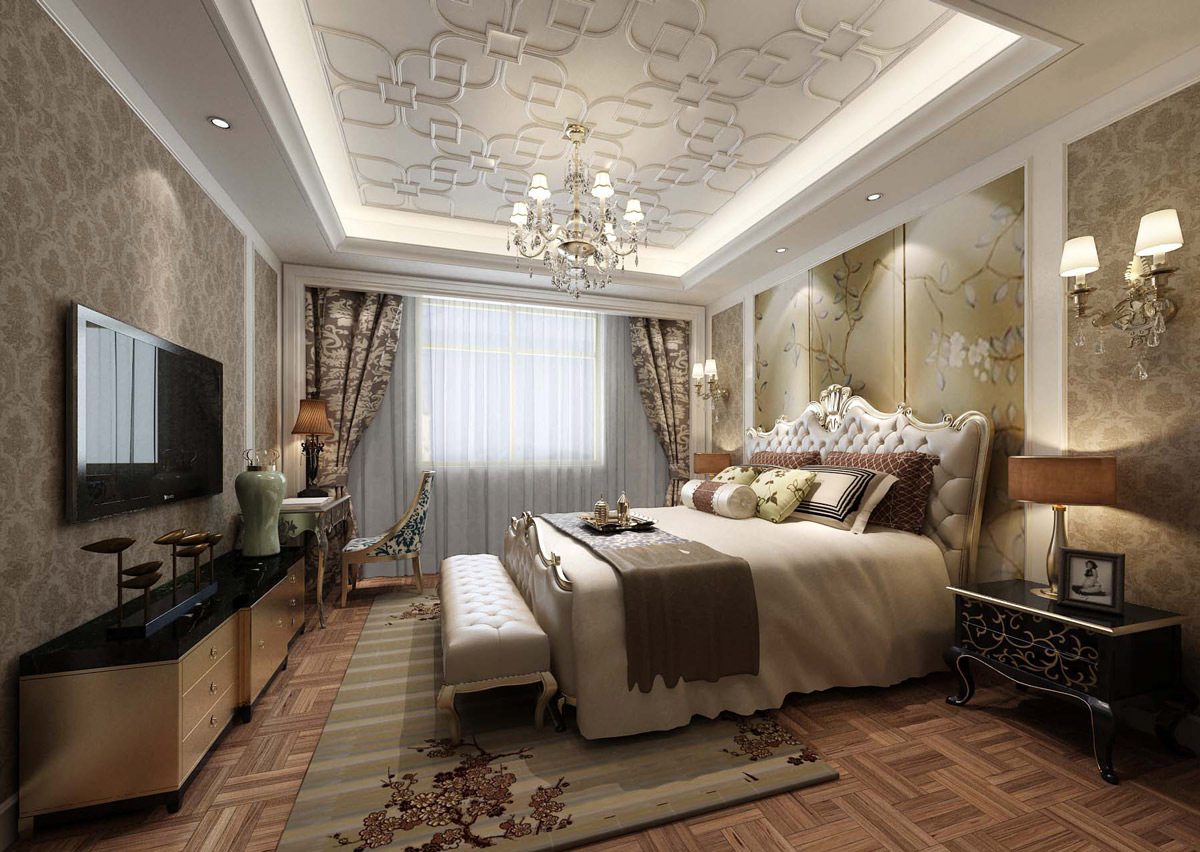 別墅歐式臥室裝飾效果圖