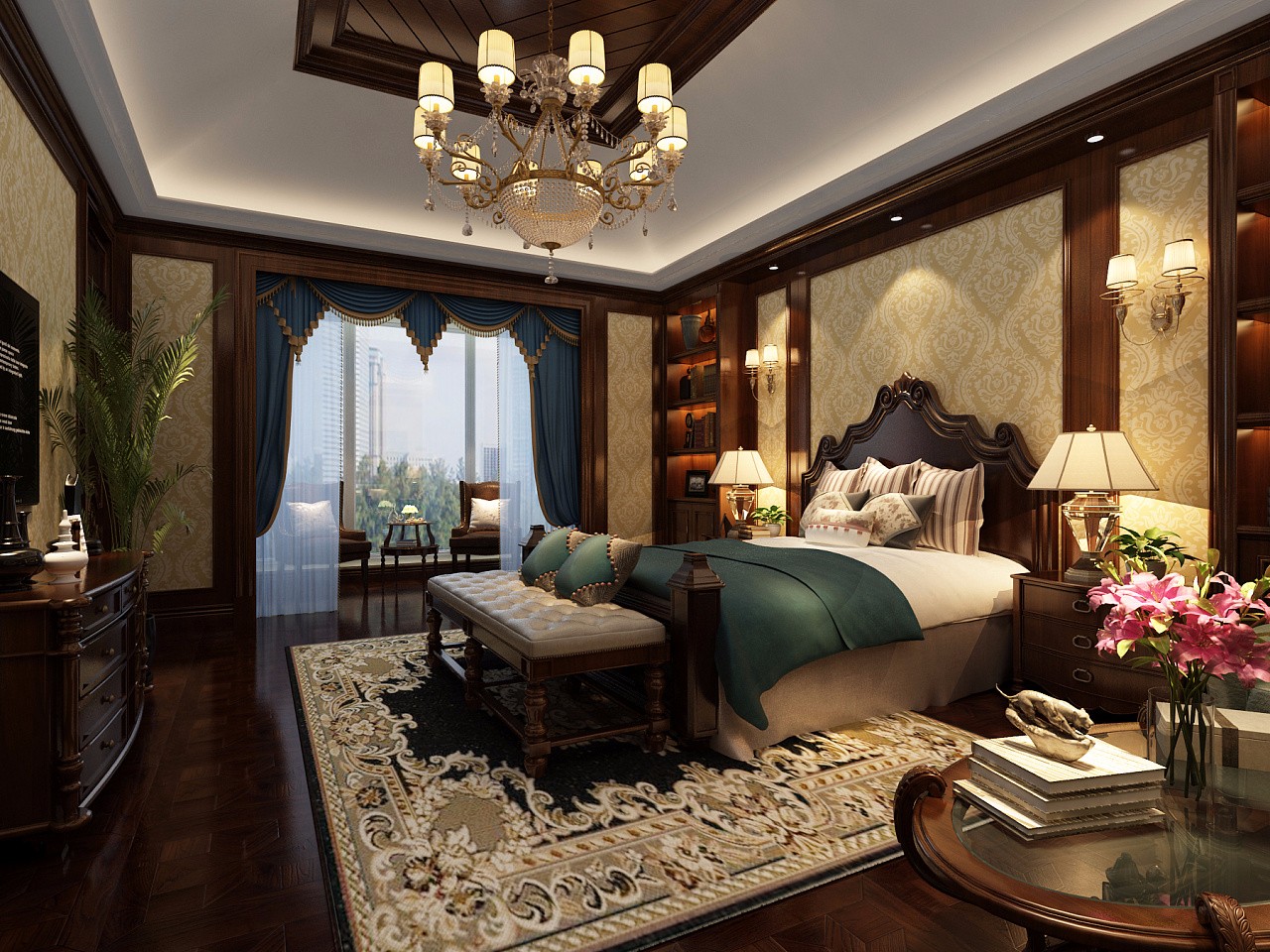 別墅古典臥室裝飾效果圖