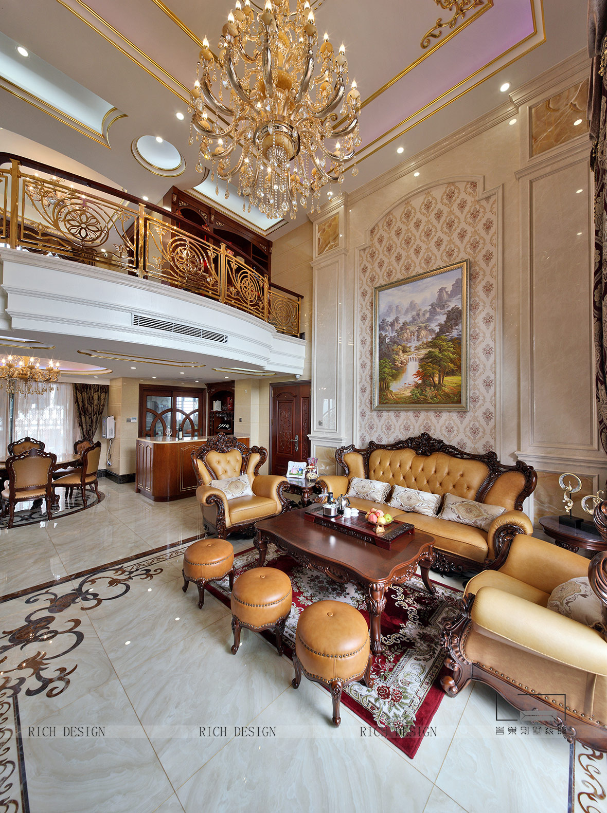 別墅裝飾歐式古典客廳實(shí)景圖