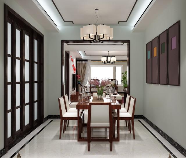 中式裝飾別墅餐廳效果圖